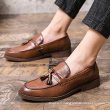New fashion business casual slip-on brown tassels plain loafer men shoes leather,mens leather loafers shoes,men's loafer shoes